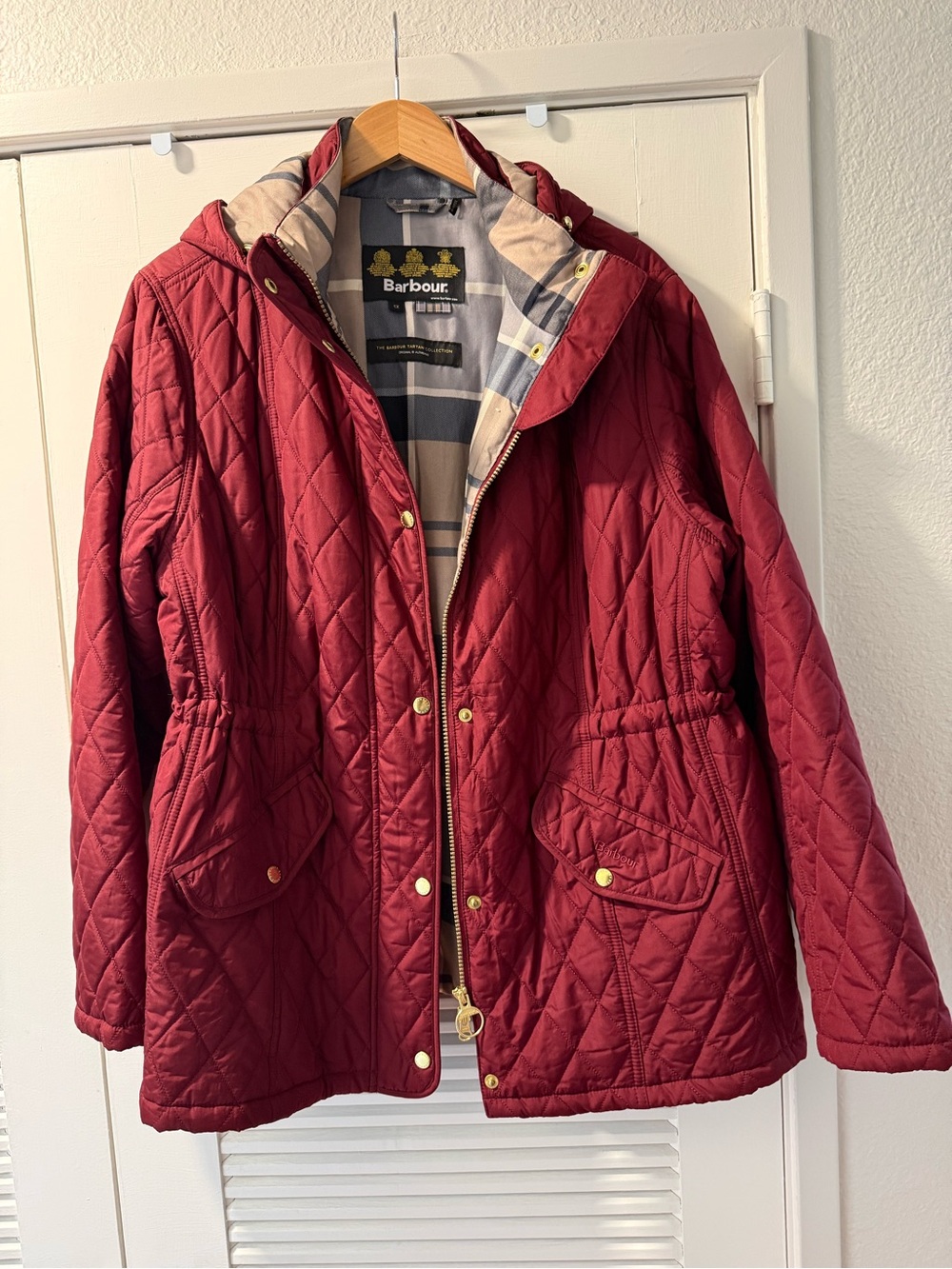 Barbour Women's Millfire Quilted Burgundy Hooded Jacket